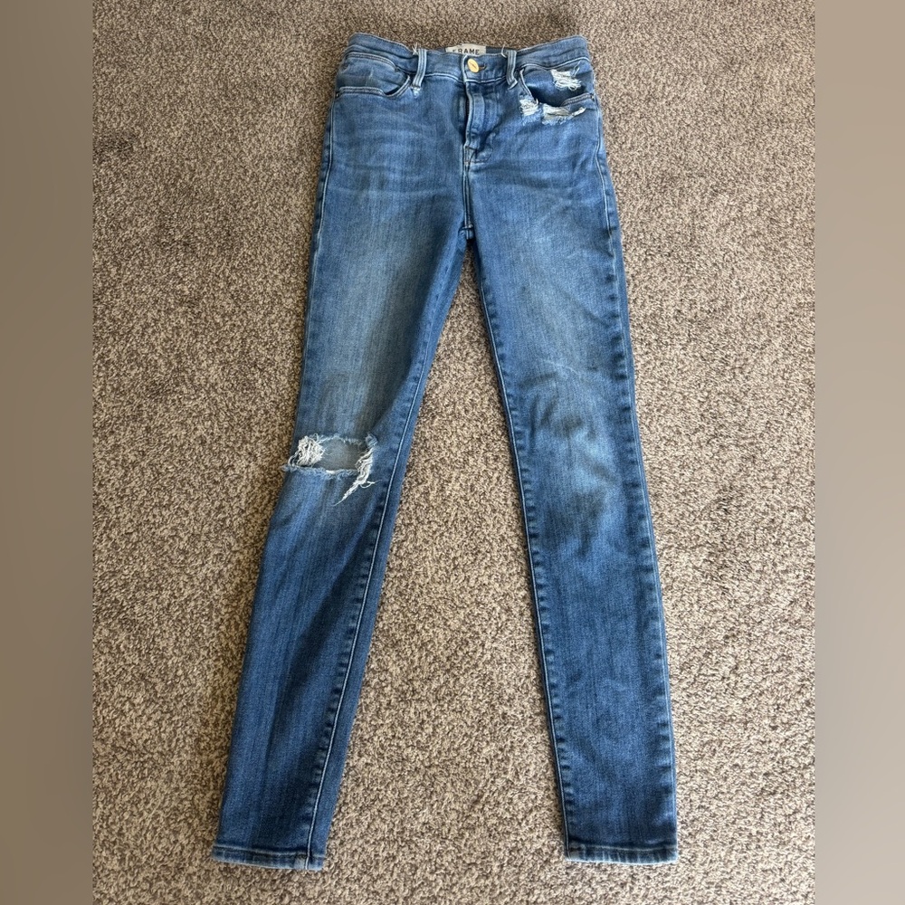 Frame Le High Skinny distressed jeans